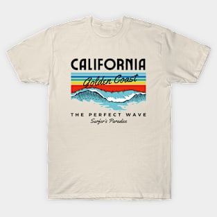 California Golden Coast Retro Surfing Surfer Beach T-Shirt